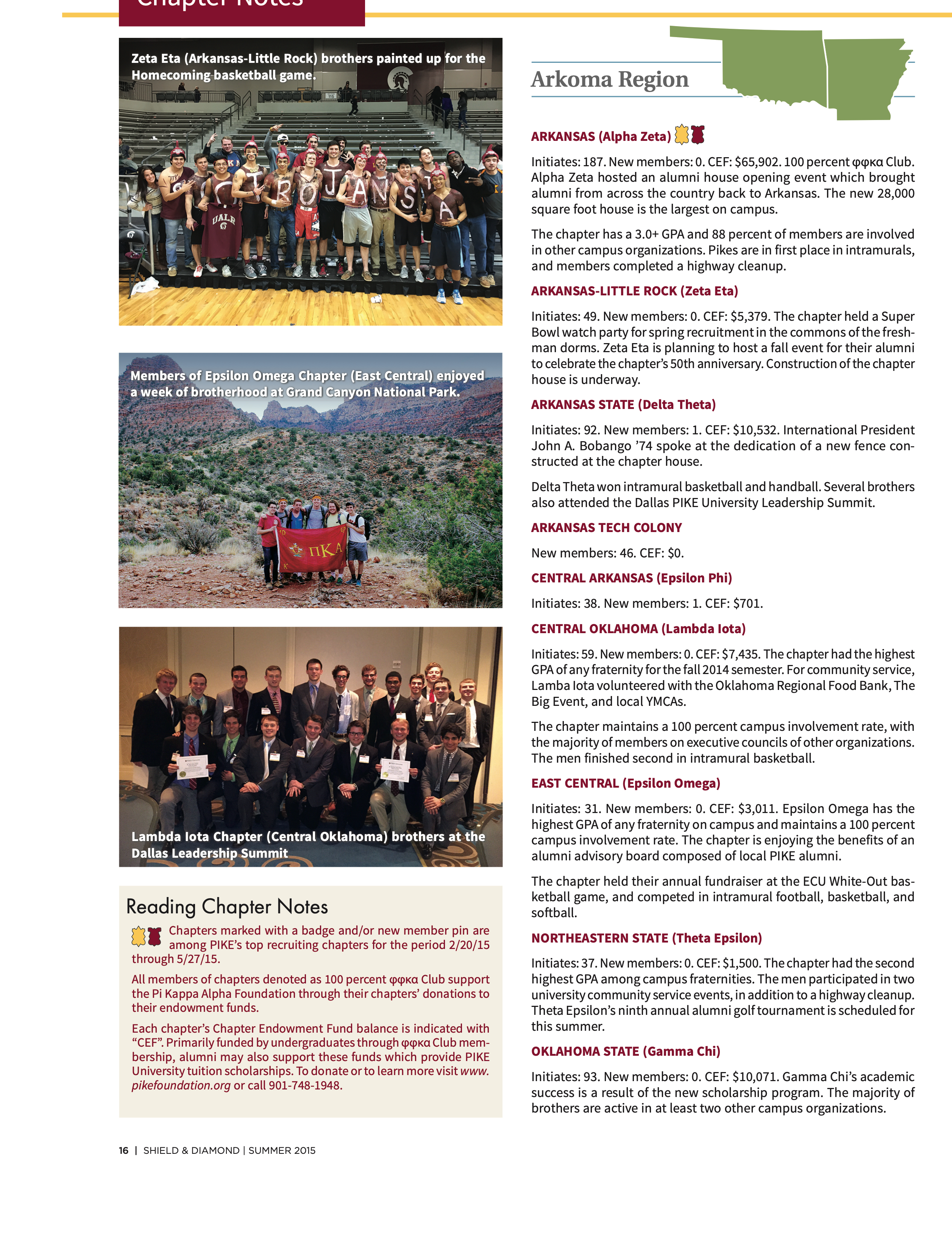 Chapter Notes, Summer 2015